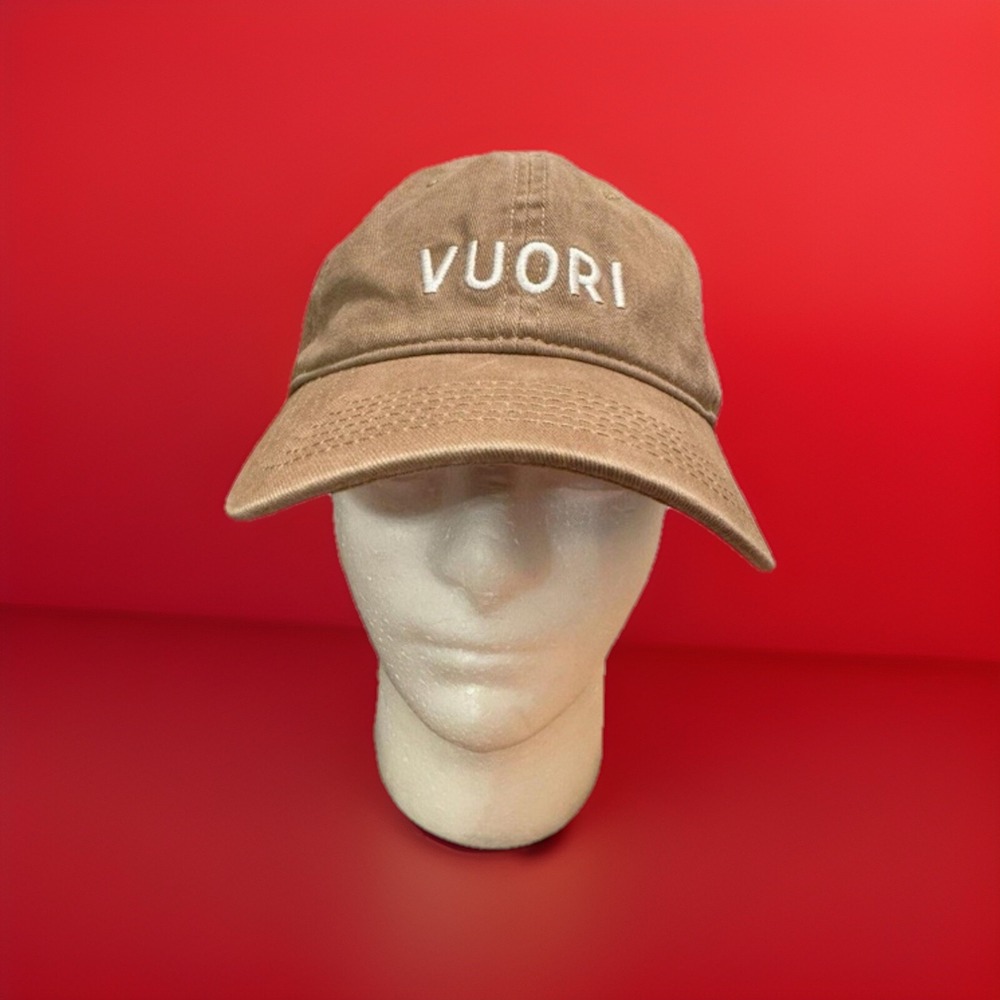 Vuori Unisex Dad Ball Cap Hat Camel One Size Adjustable V8027 Logo